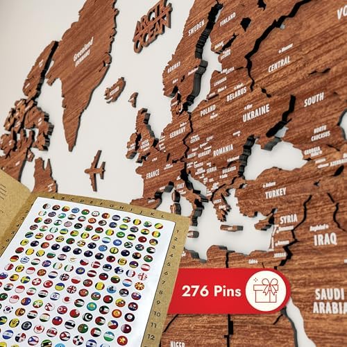 Colorfull Worlds, Multilayer 3D Wooden World Map, Travel Map States and Capitals, Wall Decor For New House, Gift For Travelers, Office Decor, Birthday Present, Living Room Decoration (M, Light Brown) - Image 6
