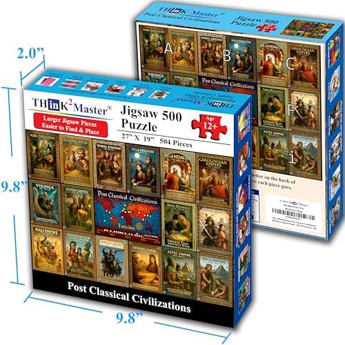Think2Master Colorful Post Classical Civilization 500 Pieces Large Format Jigsaw Puzzle: 13+, Teens, Adults & Families. Great Gift with Historical Timeline & World Map. Size: 26.8” X 18.9” - Image 5