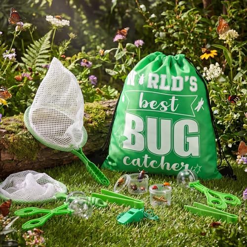Silipull Bug Catching Kit for Kid Outdoor Explorer Kit Include Catching Scissor Tong Tweezer Clamp Bug Cage Whistle Insect Net Drawstring Bag for Boy Girl Educational Adventure Hunting(Green,48 Pcs) - Image 6