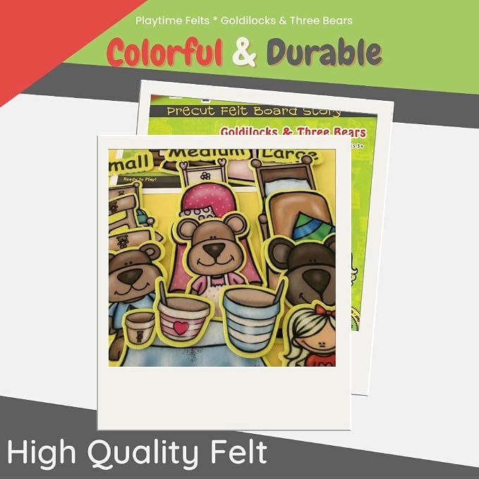 Goldilocks and Three Bears Felt Story Set | 19 PRECUT & Ready to Play Colorful & Durable Felt Pieces for Toddlers, Preschool & Kindergarten | Reusable Felt Board Stories - Image 4