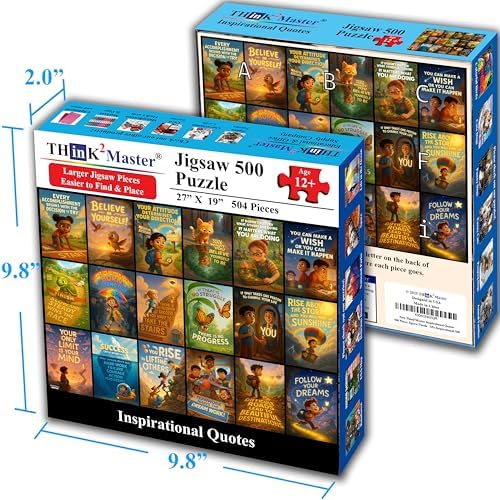 Think2Master Motivational & Inspirational Collage 500 Pieces Very Large Pieces Jigsaw Puzzle: 13+, Teens, Adults & Seniors. Fosters Growth Mindset - Vibrant Wall Art. Great Gift. Size: 26.8” X 18.9” - Image 5