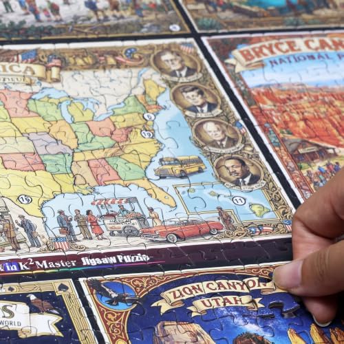 Think2Master America the Beautiful 1000 Pieces Large Format Jigsaw Puzzle: 13+, Teens, Adults & Families. USA's Most Famous Destinations in Vibrant, Vintage-Style Travel Posters. Size: 26.8” X 18.9” - Image 2
