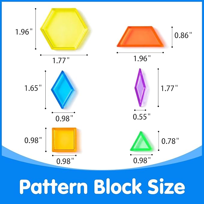 140 Pcs Translucent Pattern Blocks, Geometric Shapes Toys - Image 3