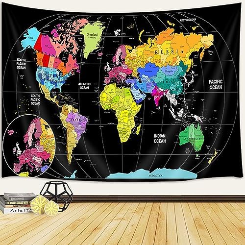 World Map Wall Art for Kids, Educational Tapestry with Countries, Major Cities & Topography - Asia, Europe, America, Africa, Japan - 60x40 Inch - Image 3
