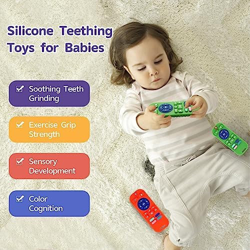 Hooku 2-Pack Silicone Teethers for Babies 0-6 & 6-12 Months, Sensory Chew Toys & Remote Control Toys for Infants & Toddlers - Image 5