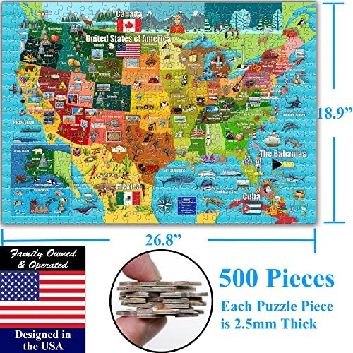 Think2Master Colorful United States Map 500 Pieces with Large Pieces Jigsaw Puzzle for 13+, Teens, Adults & Families. Great Gift for stimulating Interest in the USA Map. Size: 26.8” X 18.9” - Image 6