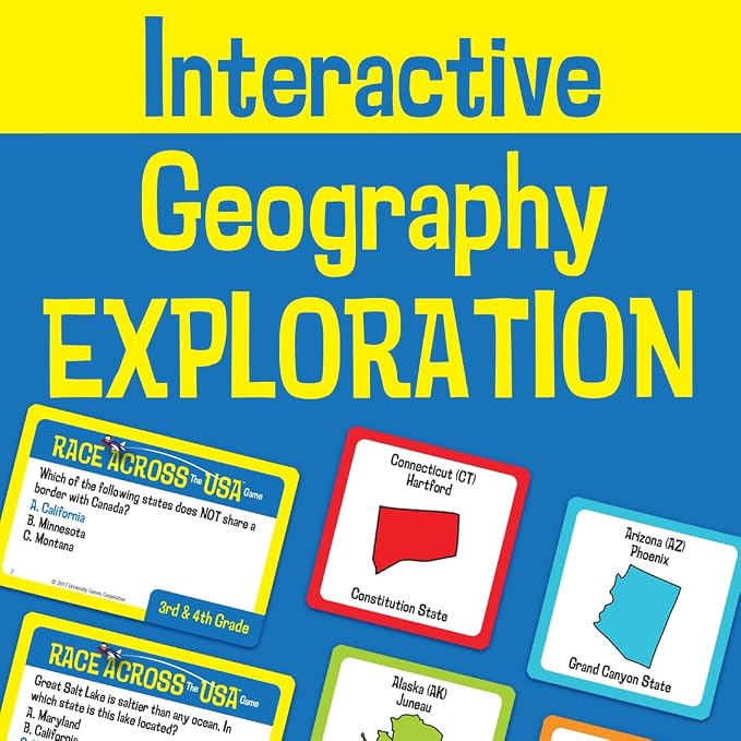 University Games, Scholastic Race Across the USA Board Game , Geography Learning Game for Kids and Families, for 2 to 4 Players Ages 8 and Up - Image 8