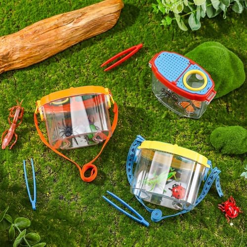 Halloscume 3 Pcs Bug Catchers for Kids Collection Viewer for Kids Critter Insect Cage Bug Tweezer Magnifying Insect Box Magnifier Container Butterfly Catcher Cage, Science Nature Exploration Tools - Image 4