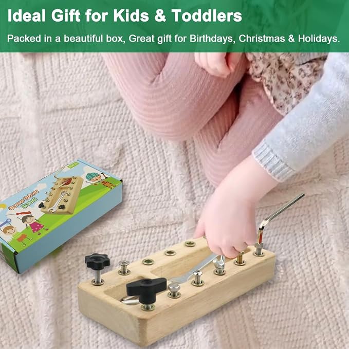 Inslat Montessori Screwdriver Board Set, Wooden Montessori Toy Tool for 3 4 5 Year Old Kids, Educational Screw Board Sensory Learning Toys STEM Fine Motor Skills Toys - Image 6