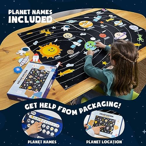 BONNYCO Solar System for Kids Toys with 61 Felt Figures. Space Montessori Toys, Girls Boys Birthday Gifts Planets. Felt Board for Toddlers Story, Educational Kids Gifts 3 4 5 6 7 8 Years, Christmas - Image 4
