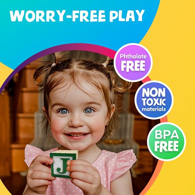 Skoolzy 30 PCS Baby Blocks - Small Wooden ABC Blocks for Toddlers 2-5 - Alphabet Learning & Building Toys