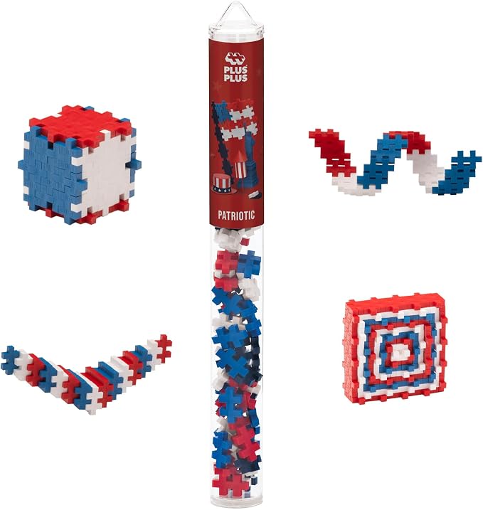 PLUS PLUS Patriotic Mix Tube - Mini Interlocking Building Blocks Set by Plus-Plus