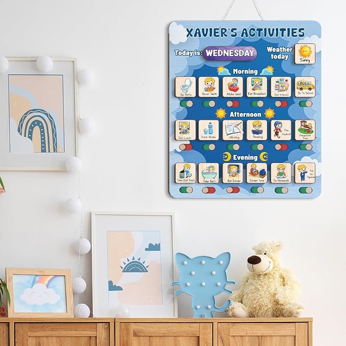 Wooden Chore Chart for Kids Visual Schedule, Routine Chart for Kids, Morning Bedtime Routine Chart for Toddlers Ages 2-4, Daily Kids Schedule Board for Home (15) - Image 7