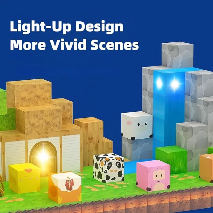 138 Pcs Magnetic Building Blocks, Enhance STEM Learning, Creative Play & Logical Thinking, Durable & Vibrant Color with Light Up Blocks, Ideal for Classroom & Screen-Free Entertainment (Forest Farm) - Image 4