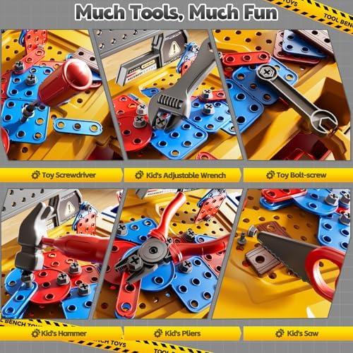 2 in 1 Workbench Tools Toys Set with Sound for Toddlers Aged 3-5 - Image 3