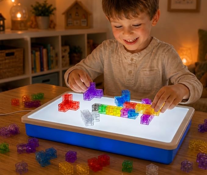 100 Pcs Translucent Linking Cubes – Light Table Manipulatives - Image 2