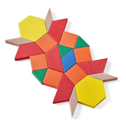 hand2mind Foam Pattern Blocks, Foam Shapes, Geometric Shapes for Kids, Pattern Play, Toddler Pattern Blocks, Shapes for Kindergarten, 3D Shapes Manipulatives, Sorting Math (Set of 100) - Image 5