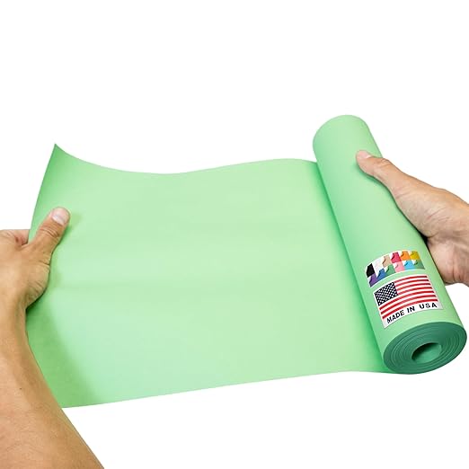 9" x 1200" USA-Made Light Green Kraft Paper Roll, 45 Lbs/66 GSM Thickness, American Quality Colored Roll Paper for School, Bulletin Board, Crafts - Odorless, Non-Toxic, Safe for Kids
