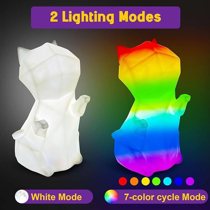 EPUMP Paint Your Own Cat Lamp Kit - Rechargeable 1200mAh Cat Night Light with 2 Light Modes, Arts and Crafts Painting Toys for Girls Boys, Art Supplies Birthday & Christmas Gifts for Kids Ages 3-12+