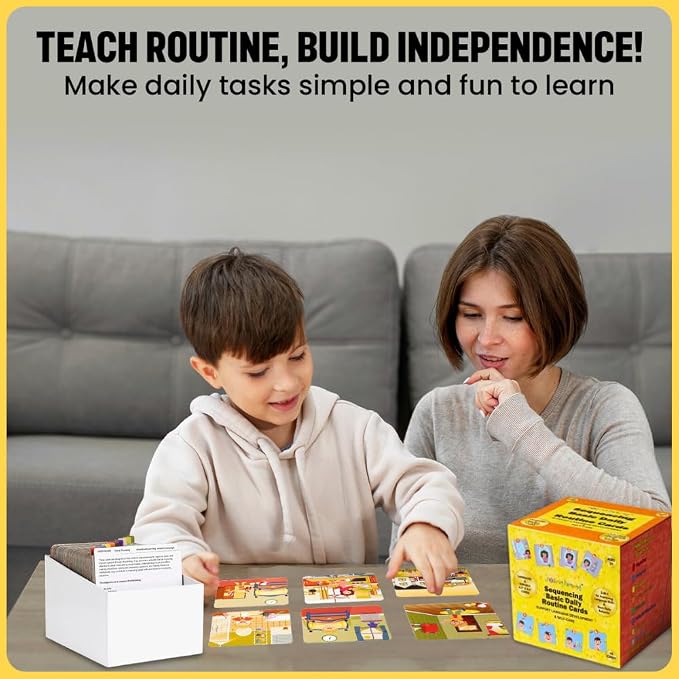 Sequencing Basic Daily Routine Conversation Cards | Learning Material for Social Skills & Emotional Intelligence | Speech Therapy Resources | ESL, Articulation, Storytelling, Sequencing Card Game - Image 6