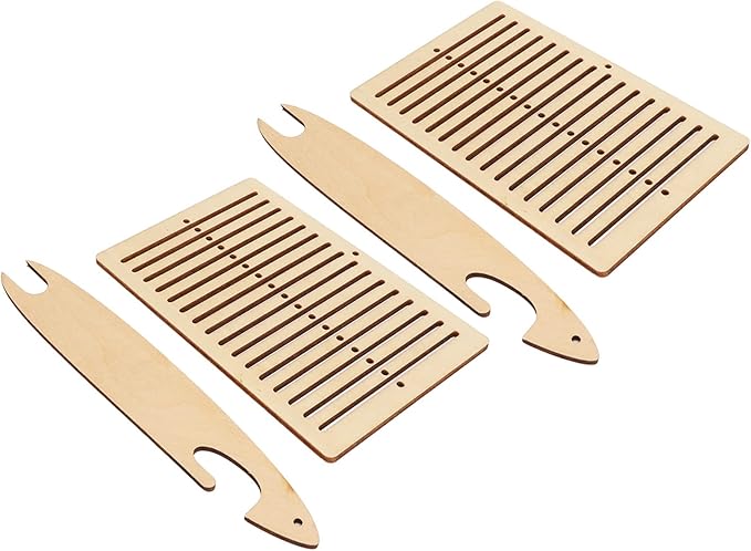 ZPurifylline 2 Sets Weaving Kit, Wooden Weaving with Weaving Stick, DIY Craft Kit for Kids and Beginners, Poplar Wood Handmade Weaving Tool for Tapestry and Scarf Making