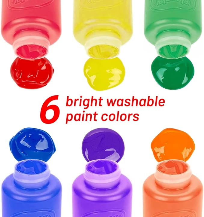 Kids Painting Set, Washable Paint for Kids 6 Colors, 7 Paintbrushes, Paint Palette, Non-Toxic Toddler Painting Set 2 oz Each, Tempera Paints for Art, Crafts, Finger Paints Gifting Bundle