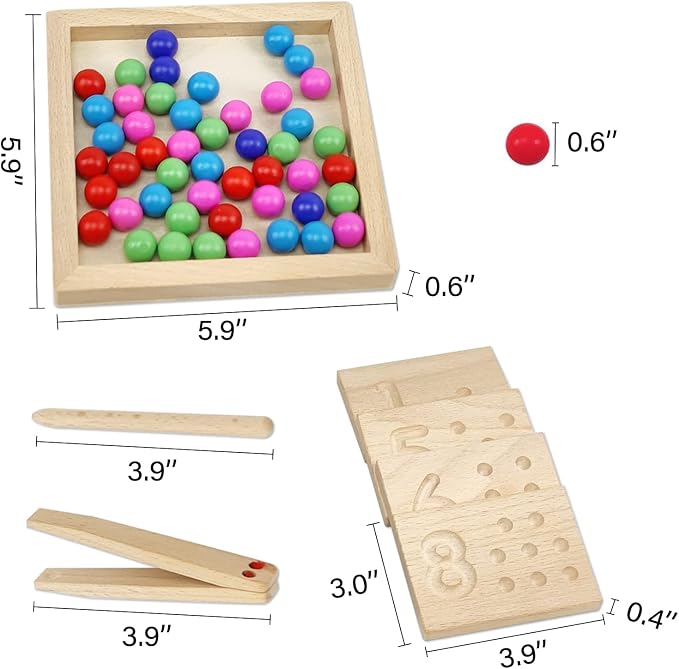Wooden Number Tracing Board Set, Toddler Montessori Math Beads Counting Toy, Preschool Learning and Educational Math Game for Kids - Image 6