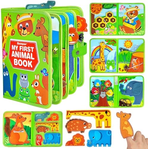 Quanquer Animal Busy Book for Toddlers 1-3 - Montessori Toys for 1 Year Old Boys and Girls, Educational Travel Toy for Airplane Car, Christmas Birthday Gifts for Toddlers by Quanquer