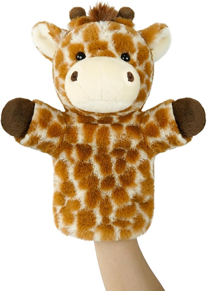 Soft Hand Puppet Large Safari Animal for Story Time Teaching Educational Toy Adult Hands Fit Washable Stuffed Long Neck Giraffe