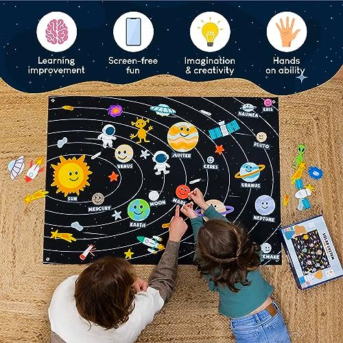 BONNYCO Solar System for Kids Toys with 61 Felt Figures. Space Montessori Toys, Girls Boys Birthday Gifts Planets. Felt Board for Toddlers Story, Educational Kids Gifts 3 4 5 6 7 8 Years, Christmas - Image 5