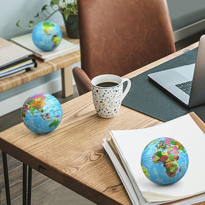 Umnodobn Mini Earth Soft Squishy Ball 3 Pack - 3.7 Inch Foam Globe Stress Balls for Boys Girls- Educational Geography Squishies Toys- Squeeze Sensory Learning Toy World Map for Kids Adults - Image 8