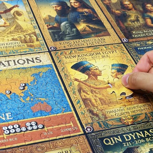 Think2Master Ancient Civilizations World History Jigsaw Puzzle 500 Pieces Large Format for 13+, Teens, Adults & Families. Great Gift. Historical Timeline & World Map. Size: 26.8” X 18.9” - Image 2