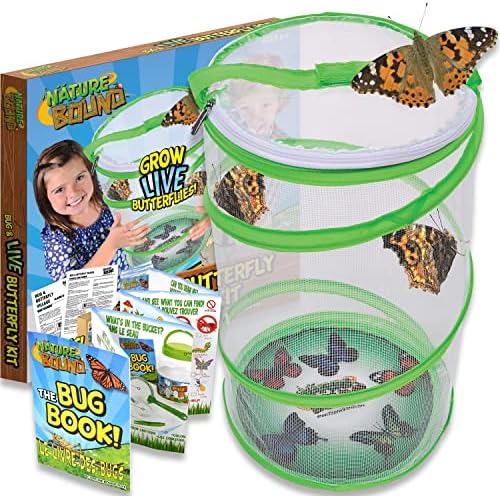 Nature Bound Butterfly Growing Kit - Live Caterpillar to Butterfly Project for Kids - Includes Voucher for Caterpillars, Green Pop-Up Enclosure, and STEM Learning Guide by NatureBoundToys