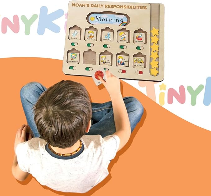 Chore Chart for Kids with Reward System, Routine Chart for Kids Personalized, Morning Bedtime Routine Chart for Toddlers Ages 2-4, Daily Kids Schedule Board for Home - Image 9
