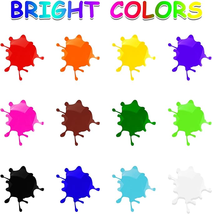 ABEIER Washable Finger Paint for Toddlers, Safe Non-Toxic, 12 Vibrant Colors (1.21fl oz), Baby Safe Paint for Hand and Feet, Mess Free Art Supplies for Kids, Preschool Learning Gifts, Ages 1-3 4 5 6+