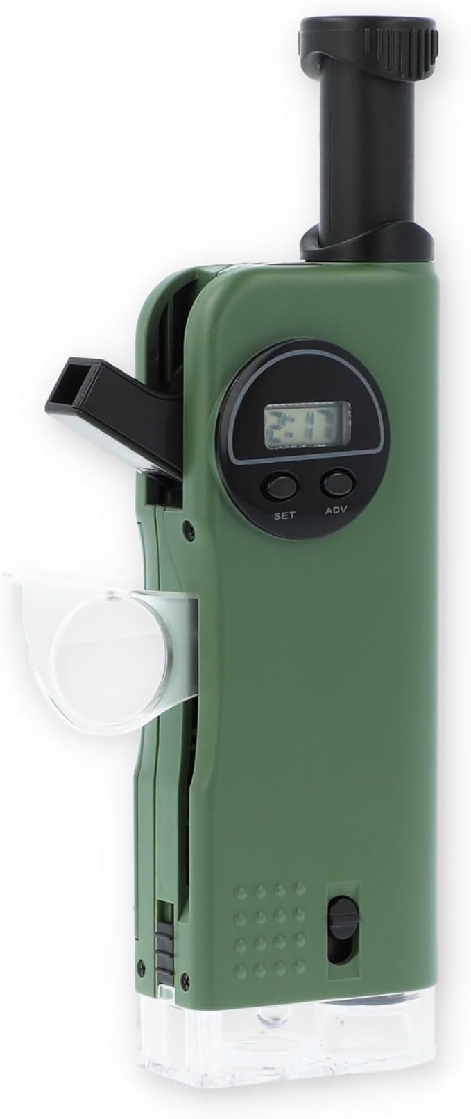 Carson X-Scope Kids 7 Function Multi Purpose Optical Pocket Tool with 30x Microscope, 8x Telescope, 9x Fold-Out Magnifier, Flashlight, Signal Whistle, Directional Compass and Digital Clock (CP-11) by Carson