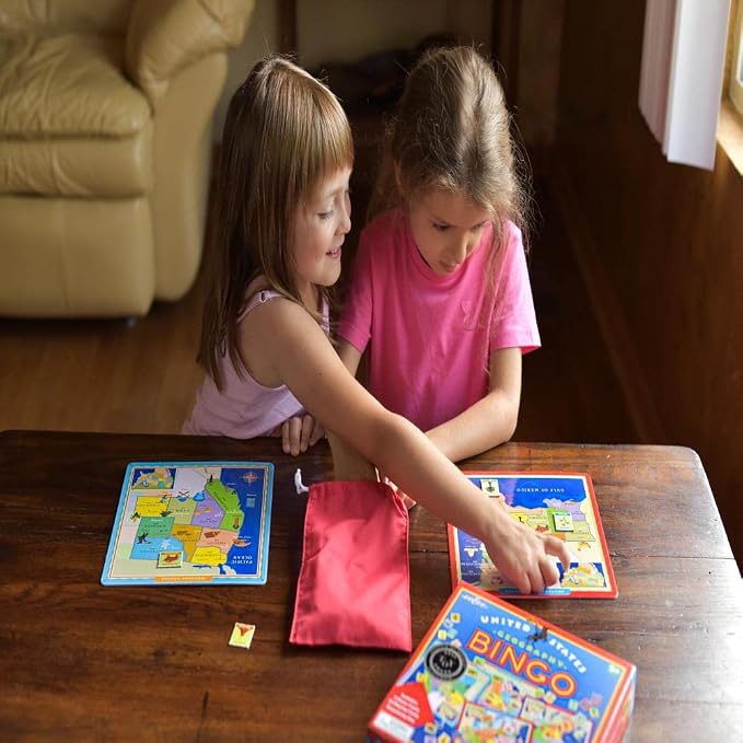 eeBoo: United States Geography Bingo Game, for 2 to 6 Players, Includes 6 Game Cards, 84 Playing Cards, & Drawstring Bag, for Ages 5 and up - Image 9