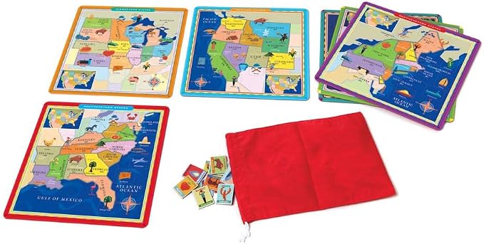 eeBoo: United States Geography Bingo Game, for 2 to 6 Players, Includes 6 Game Cards, 84 Playing Cards, & Drawstring Bag, for Ages 5 and up - Image 5