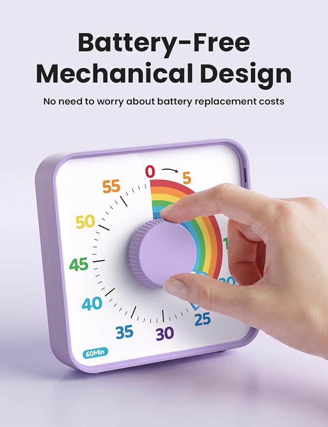 LIORQUE 5.9 Inch Mechanical Large Visual Timers, 60 Minute Classroom Timer - Image 3