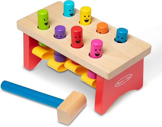MeMelissa & Doug Deluxe Pounding Bench Wooden Preschool Learning Toy with Mallet Classic Wooden Toddler Toys for Ages 2+Lissa & Doug Deluxe Pounding Bench Wooden Preschool Learning Toy with Mallet - Image 4
