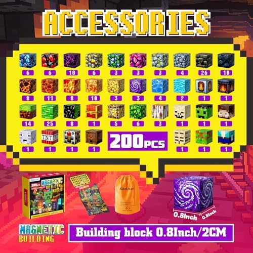 200PCS Magnetic Building Blocks,Learning Sensory Toys for Kids Ages 4-12,STEM Toys Educational Magnet Cubes, Birthday Gifts for Boys & Girls - Image 3