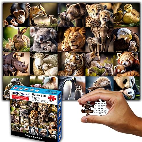 Think2Master Animal 500 Pieces Jigsaw Puzzle with Very Large Jigsaw Pieces. for Adults, Seniors. Great Gift 13+ Size: 26.8” x 18.9” by Think2Master
