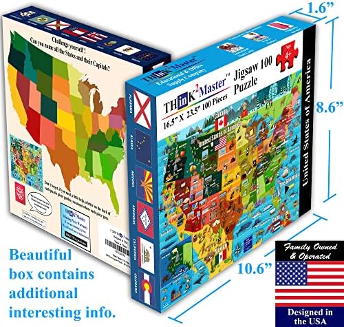 Think2Master Colorful United States Map 100 Pieces Jigsaw Puzzle Great for Families. Great Gift USA.23.4” X 16.5” - Image 5
