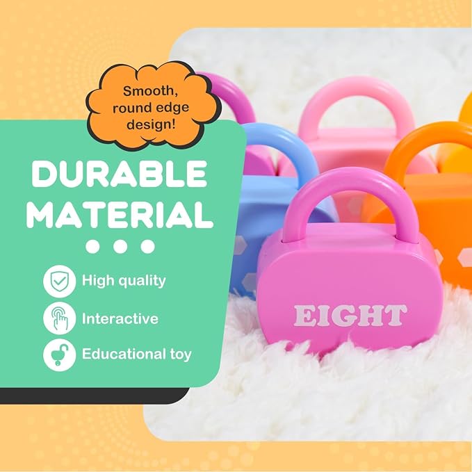 GEERAY Montessori Lock and Key Toys, 10 Apple Locks with Keys & 20 Cards, Numbers Matching & Counting Cause and Effect Toy, Fine Motor Skills Educational Preschool Gifts for Toddlers 3-5 Boys Girls - Image 5