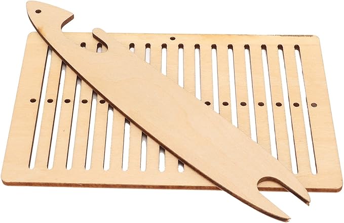 ZPurifylline 2 Sets Weaving Kit, Wooden Weaving with Weaving Stick, DIY Craft Kit for Kids and Beginners, Poplar Wood Handmade Weaving Tool for Tapestry and Scarf Making