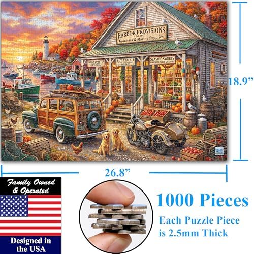Think2Master Harbor General Store 1000 pieces Large Format Jigsaw Puzzle: 13+, teens, adults & families. Vintage Seaside Small Town Americana Great gift for Nostalgia & 1940s 1950s Size: 26.8” X 18.9” - Image 6