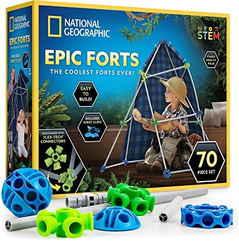 National Geographic Indoor Fort Building Kit 70-Piece Set for Kids by BlueMarbleToys