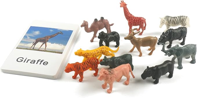 MEROCO Montessori Animal Matching Game, 24 Pcs Safari Figurines with Cards - Image 3