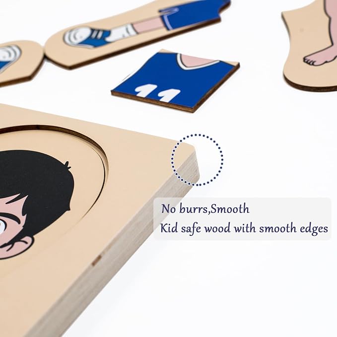 My Body Parts Puzzle for Toddlers Kids Girls Boys Montessori Wooden Anatomy Puzzle 3-6 Years Old Preschool Learning Game Human Body Cognitive Toys - Image 4