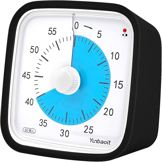 Yunbaoit Visual Timer for Kids, Silent 60-min Countdown Timer, Black Blue by Yunbaoit
